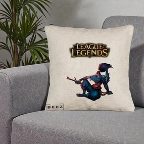 Perna Personalizata League of Legends Yasuo, 40x40 cm, Bej Canapea, Husa Detasabila, Perna Inclusa, BEKZ®