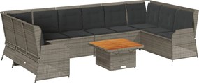 vidaXL Set mobilier de grădină cu perne, 7 piese, gri, poliratan