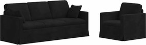 vidaXL Set de canapea 2 pcs Negru 198 x 78 x 80 cm Catifea