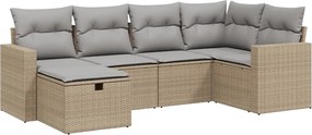 vidaXL Set canapele de grădină, 6 piese, cu perne, bej, poliratan