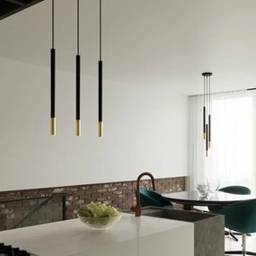 Lustră pe cablu MOSAIC 3xG9/12W/230V neagră/aurie