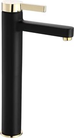 Baterie lavoar inalta Rea Polo monocomanda negru - auriu