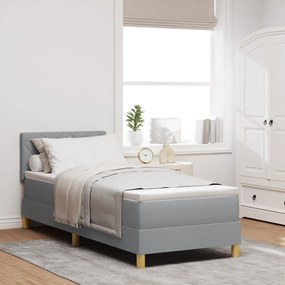 vidaXL Pat cu arcuri cu saltea Gri deschis 80 x 200 cm țesătură