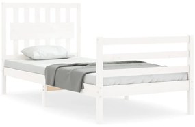 3194297 vidaXL Cadru de pat cu tăblie, alb, 90x200 cm, lemn masiv