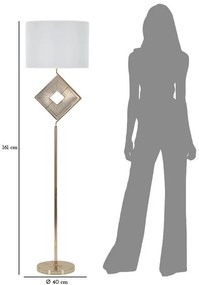 Lampadar alb / auriu din metal si textil, ø 40 cm, soclu E27, max 40W, Move Mauro Ferreti