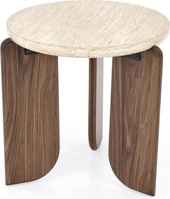Masuta cafea MAMBO S, travertin/nuc, 50x51 cm