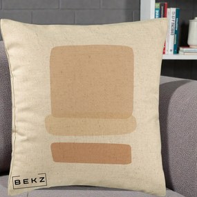 Perna Decorativa Abstract Forme Bej Poudre, 40x40 cm, Bej, Husa Detasabila, Perna Inclusa, BEKZ®