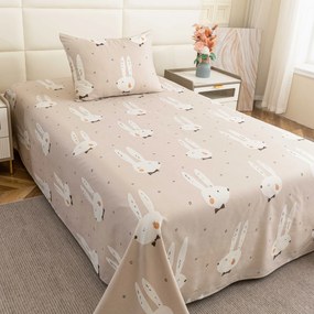 Cearsaf din microfibra 140x240 cm si husa de perna 50x70 cm WHITE RABBIT, bej