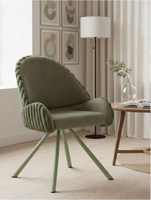 Set de scaune de sufragerie verde cu cotiere 2 buc. tapițat Stockholm – Mauro Ferretti