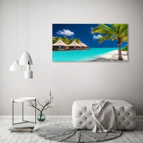 Tablou sticlă acrilică Bungalow-uri maldive