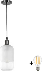 BRILAGI - lustră LED pe cablu RETRO GLASS 1xE27/60W/230V Ø 14 cm negru/alb