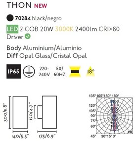 Aplica LED exterior iluminat arhitectural IP65 THON-2