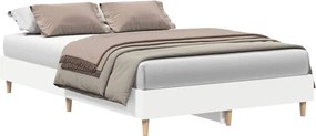 vidaXL Cadru de pat fără saltea, alb, 135x190 cm, lemn prelucrat