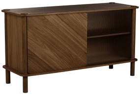 Vitrină maro din lemn de stejar cu ușă glisantă 135x73,5x48 cm Italic – UMAGE