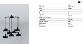 Lustra cu 7 pendule metal TATAWIN M negru