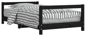 834401 vidaXL Cadru de pat pentru copii, negru, 80x160 cm, lemn masiv de pin