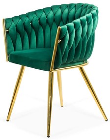 Scaun living verde BUC 261 din catifea cu cadru auriu metalic