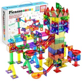 Set magnetic de construcție 100 piese PicassoTiles Marble Run