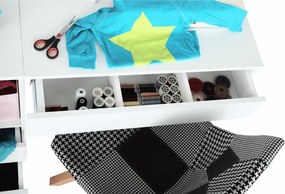 Masă multifuncţională/masă pentru croitori, alb, TAILOR