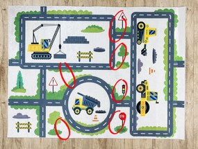 BAMBINO 2223 covor lavabil Străzi, mașini pentru copii anti-alunecare cremă - SECUNDAR-COTATI PRODUSUL