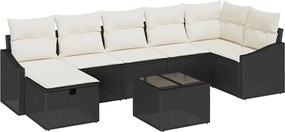 vidaXL Set de canapea cu pernă cu depozitare 8 pcs Negru poliratan