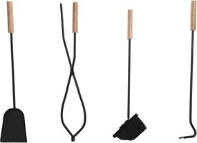 Set decorativ 4 figurine tip brad, stil industrial minimalist, culoare negru, din oțel și lemn de pin, „Woodshed”