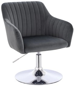 HR190N Scaun Grafit din Catifea cu Bază Cromata