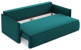 Canapea turcoaz extensibilă/cu spațiu de depozitare cu tapițerie din catifea 225 cm Hula – Makamii
