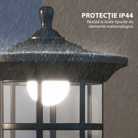 Outsunny Set de două lampioane solare tradiționale de 1,8m - Negru | Aosom Romania