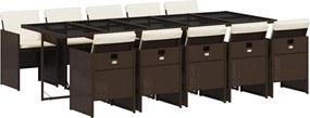 vidaXL Set mobilier de grădină cu perne, 11 piese, maro, poliratan