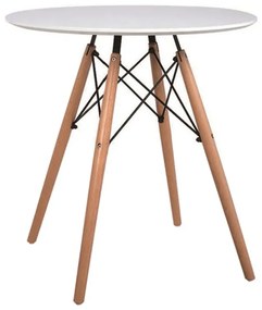 Masă dining, alb/fag, diametru 60 cm, GAMIN NEW 60