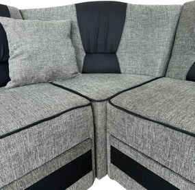 Coltar VALAHIA extensibil, lada de depozitare, stofa gri + negru, 270x220x90 Gri + Negru