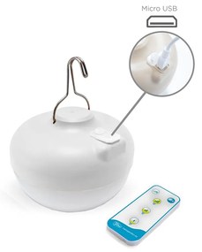 Lampă de podea pentru exterior albă, cu LED reîncărcabil IP54 și telecomandă - Santorini