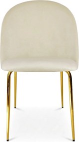 Scaun bucatarie INCA VELVET din catifea cu picioare aurii, crem