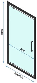 Cabina de dus patrata cu usa batanta si 2 pereti ficsi Rea Rapid Swing 90x90 negru