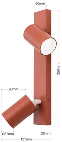 Aplica cu 2 spoturi directionabile stil minimalist PENN, rosu coral