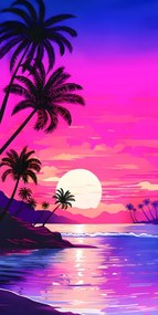 Prosop plaja TAHITI 100x180 cm mov, 100% microfibra