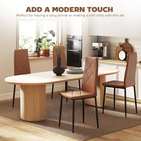 HOMCOM Set de 4 scaune de sufragerie cu spatar inalt, 41x50x97cm, maro | Aosom Romania