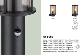 Stalp mediu pentru exterior cu senzor de miscare design modern IP54 Gracey negru