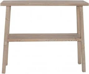Consolă hol în stil French Country, din lemn de pin reciclat, natur, cu raft și picioare oblice în formă de A, 85 x 100 x 30 cm, „Anatole”