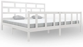 3101369 vidaXL Cadru de pat, alb, 200x200 cm, lemn masiv de pin
