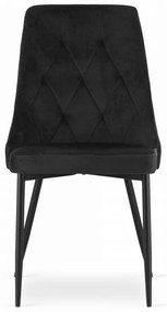 Set de sufragerie 1+4, masa neagra cu decor stejar auriu MADO 120x80cm si scaun de sufragerie din catifea neagra IMOLA