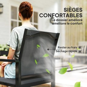 Outsunny Masă de grădină exterioară cu 4 scaune empilabile, blat din sticlă securizată 140 cm, negru | Aosom Romania