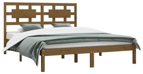 Cadru pat 5FT King Size, maro miere, 150x200 cm, lemn masiv pin maro miere, 150 x 200 cm