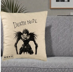 Perna Personalizata Death Note Ryuk Shinigami Alb-Negru, 40x40 cm, Bej, Husa Detasabila, Perna Inclusa, BEKZ®