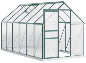 Outsunny Sera din aluminiu pentru plante cu ventilatie, sera pentru legume, fructe, ierburi 190 x 375cm, Verde | Aosom Ro