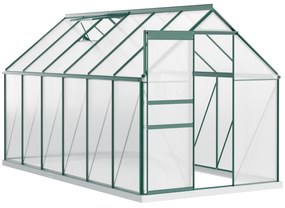 Outsunny Sera din aluminiu pentru plante cu ventilatie, sera pentru legume, fructe, ierburi 190 x 375cm, Verde | Aosom Romania