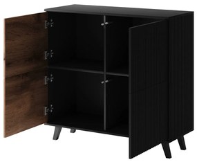 Comoda Random KM2 stejar wotan/negru - L100 x A40 x h95 cm