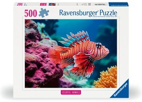 PUZZLE ANIMALE COLORATE PESTELE LEU ROSU 500 PIESE - RAVENSBURGER (RVSPA01334)