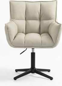 HR560CROSS Scaun Ecru Piele Ecologica Premium Soft cu Bază Neagră